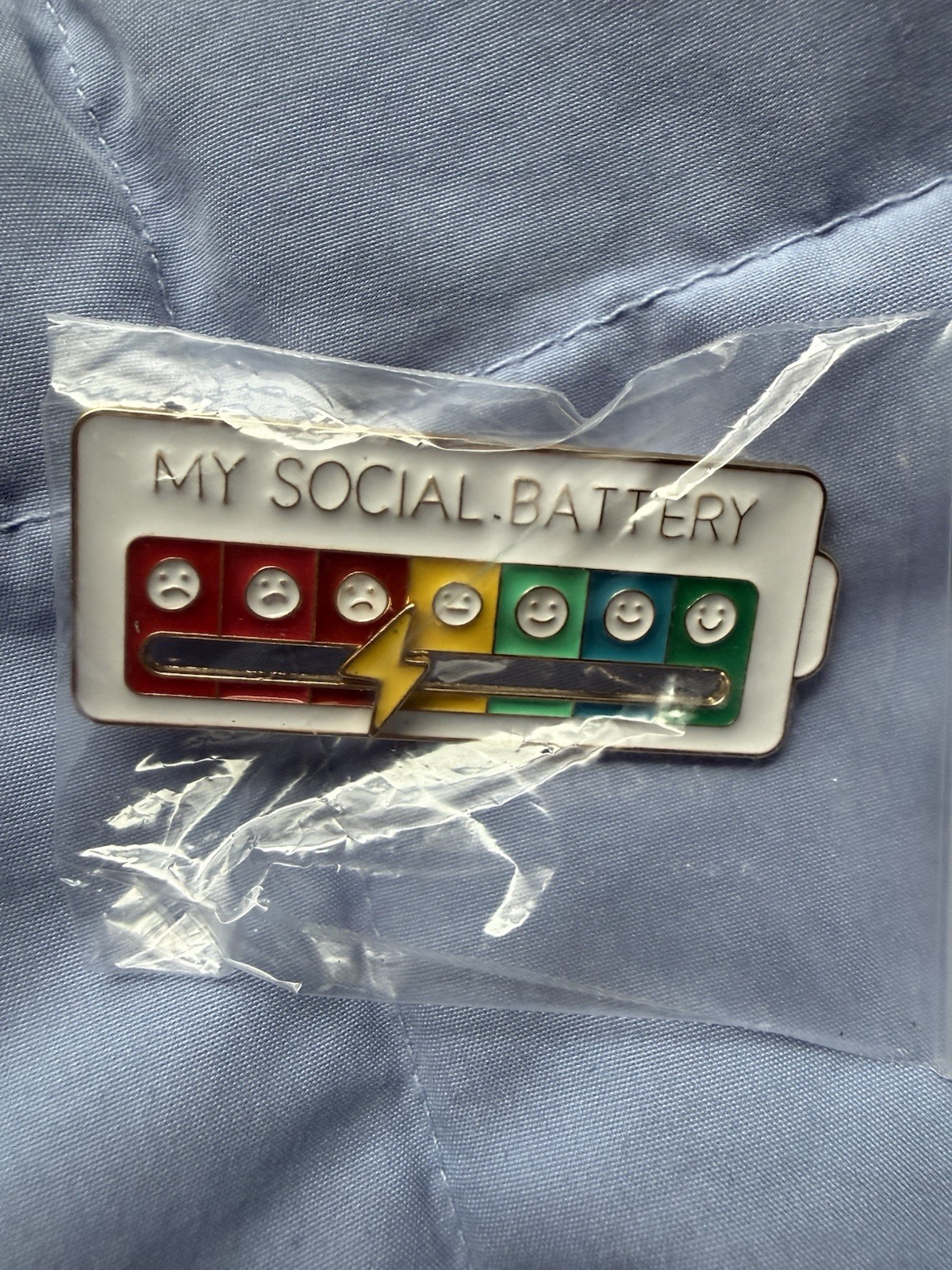 Sliding My Social Battery Enamel Mood Pin for Introverts Extroverts Mood Tracker