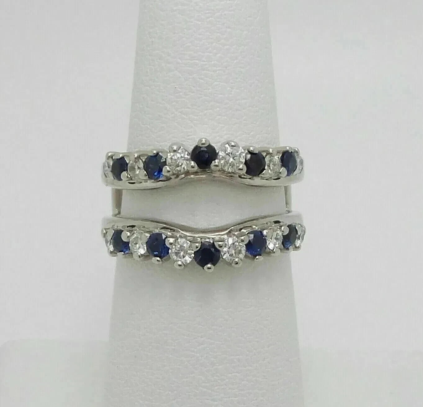 2 Ct Round Lab-Created Blue Saphire Wedding Enhancer Ring 14k White Gold Plated