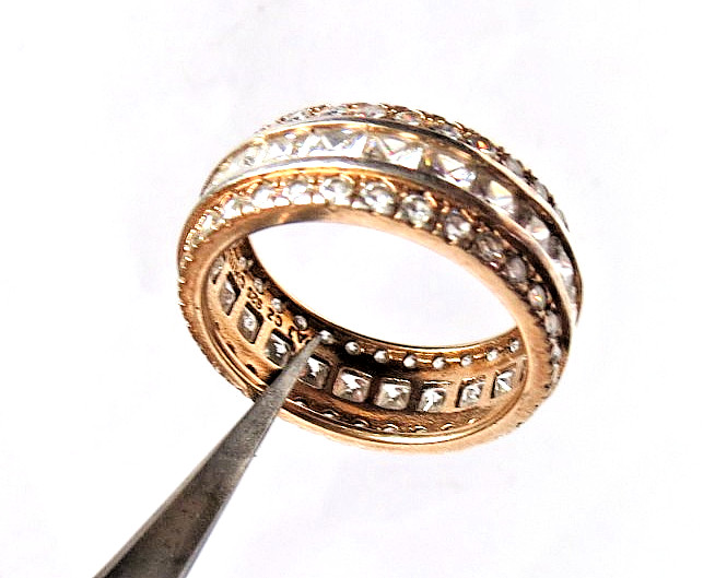 WOMENS CZ STONES 925 STERLING SILVER GOLD COLOR RING SIZE 9 AND 8.4MM WIDE 6.3gr