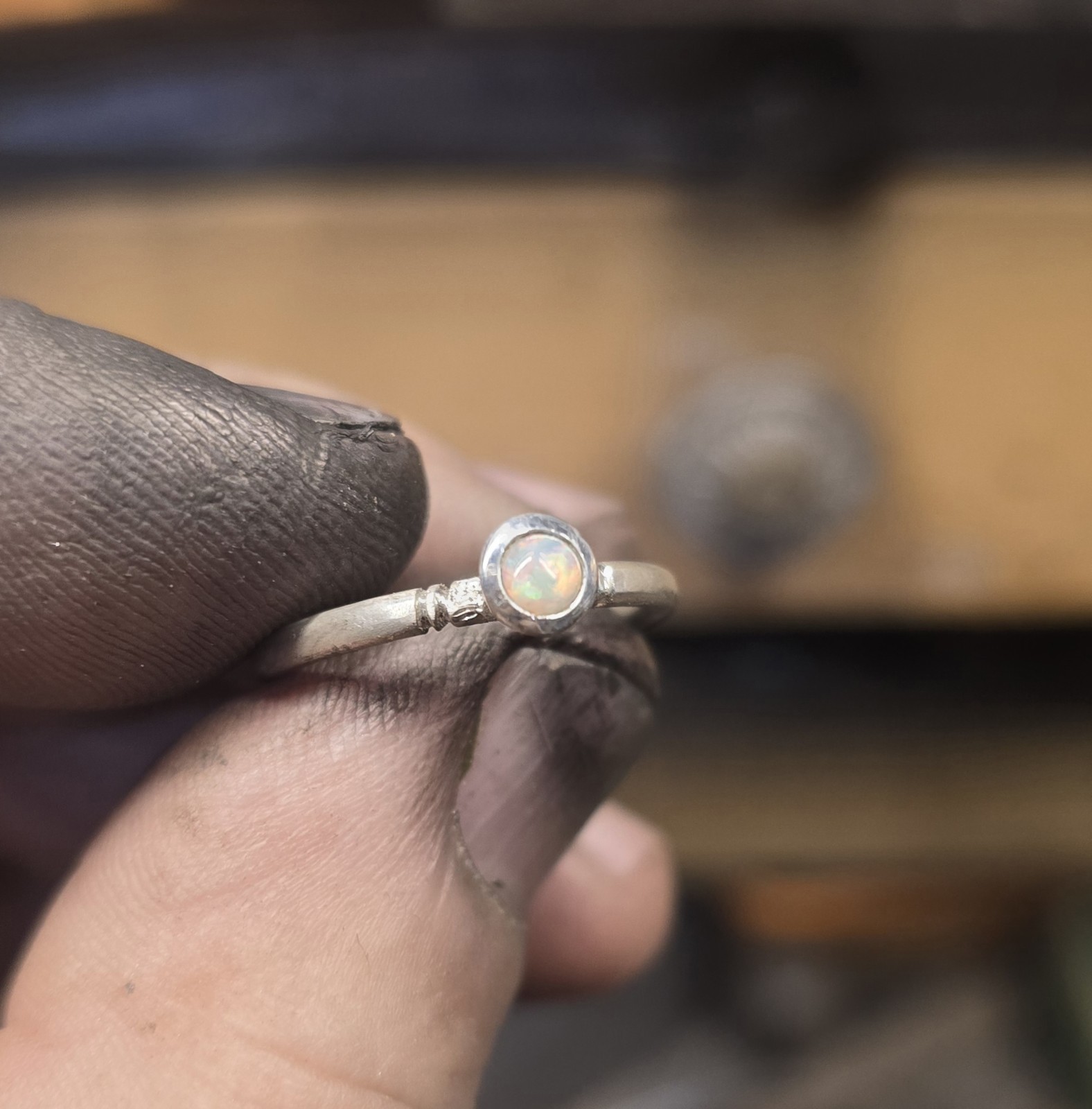 2 X Australian Made STACKABLE Opal Ring Set 925 Sterling Silver Ring Unique