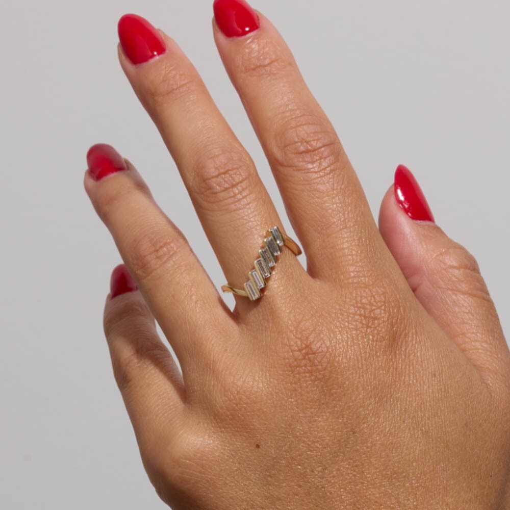 Baguette Diamond Valentines Ring GLI 0.40 Carat Lab Grown 18K Yellow Gold