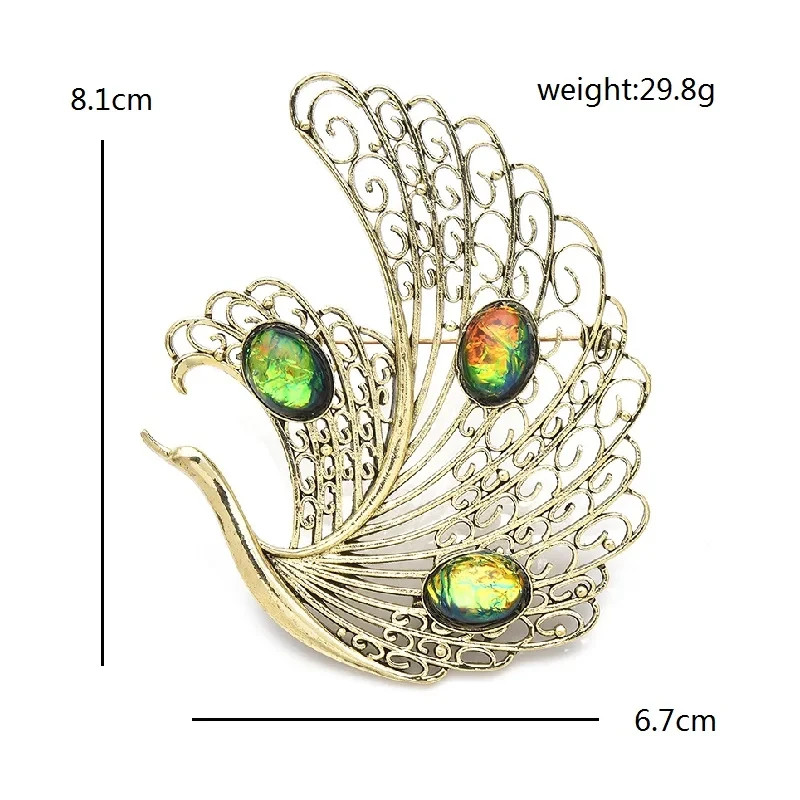 Vintage Swan Brooch Pin Rhinestone Bird Animal Jewelry Zinc Alloy Unisex Party C