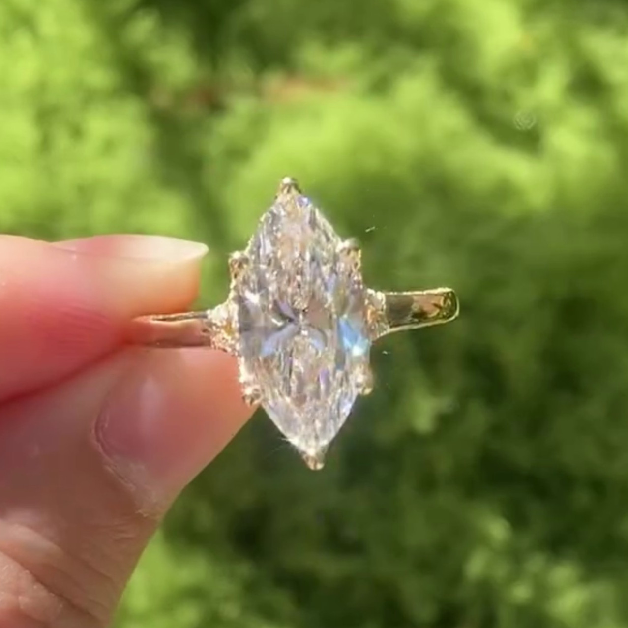 3.50CT Marquise Pave Moissanite Wedding Halo Ring 6 Prong 14K Yellow Gold Plated