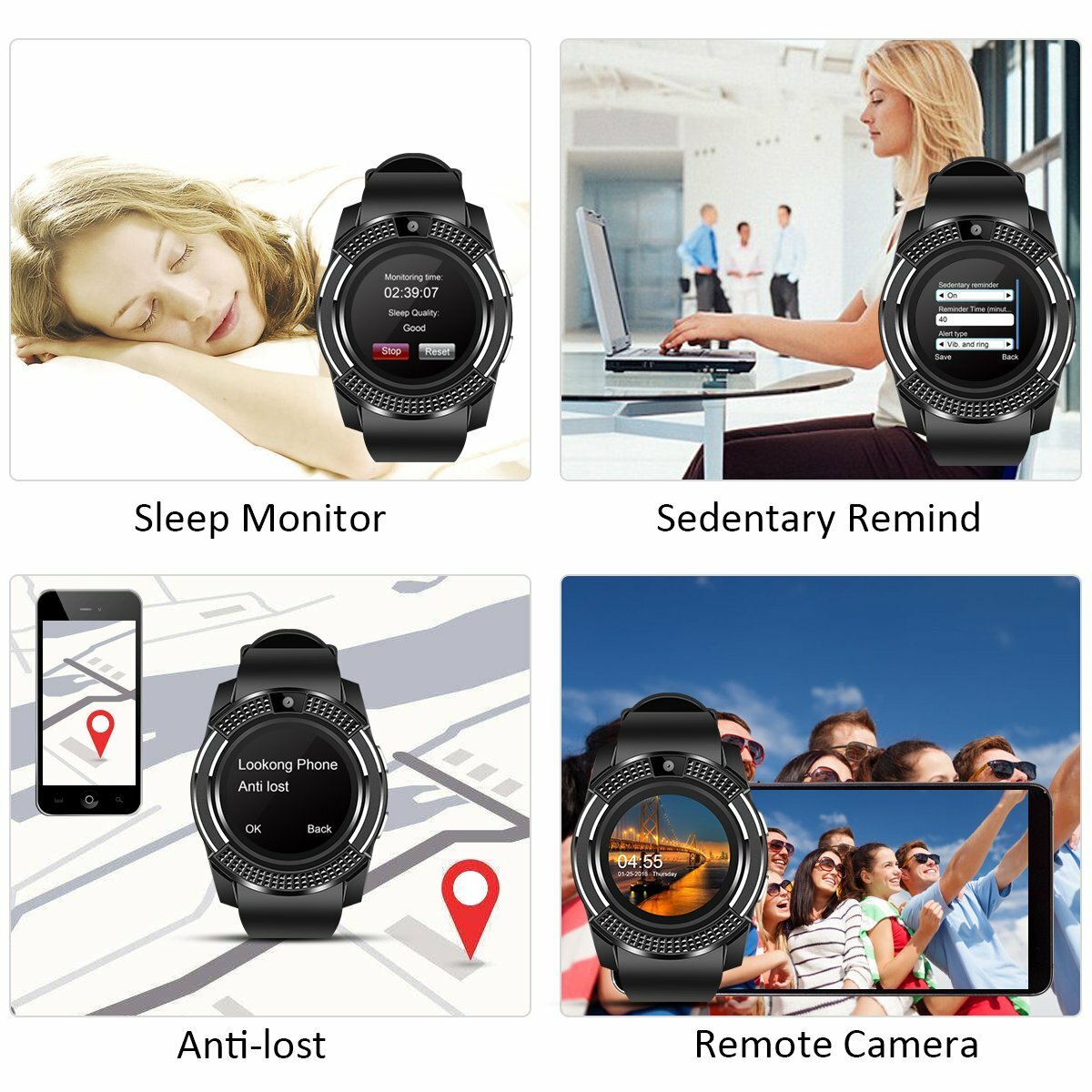 Bluetooth Smartwatch Unlocked Smart Watch Phone Answer/Make Call For Android