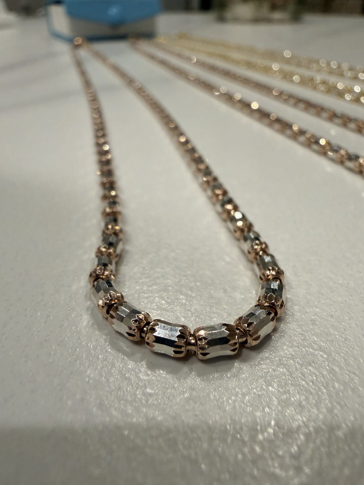 925 Made in Italy Silver – Yellow &Rose Gold Plated Lot Of 4 Chain Necklaces