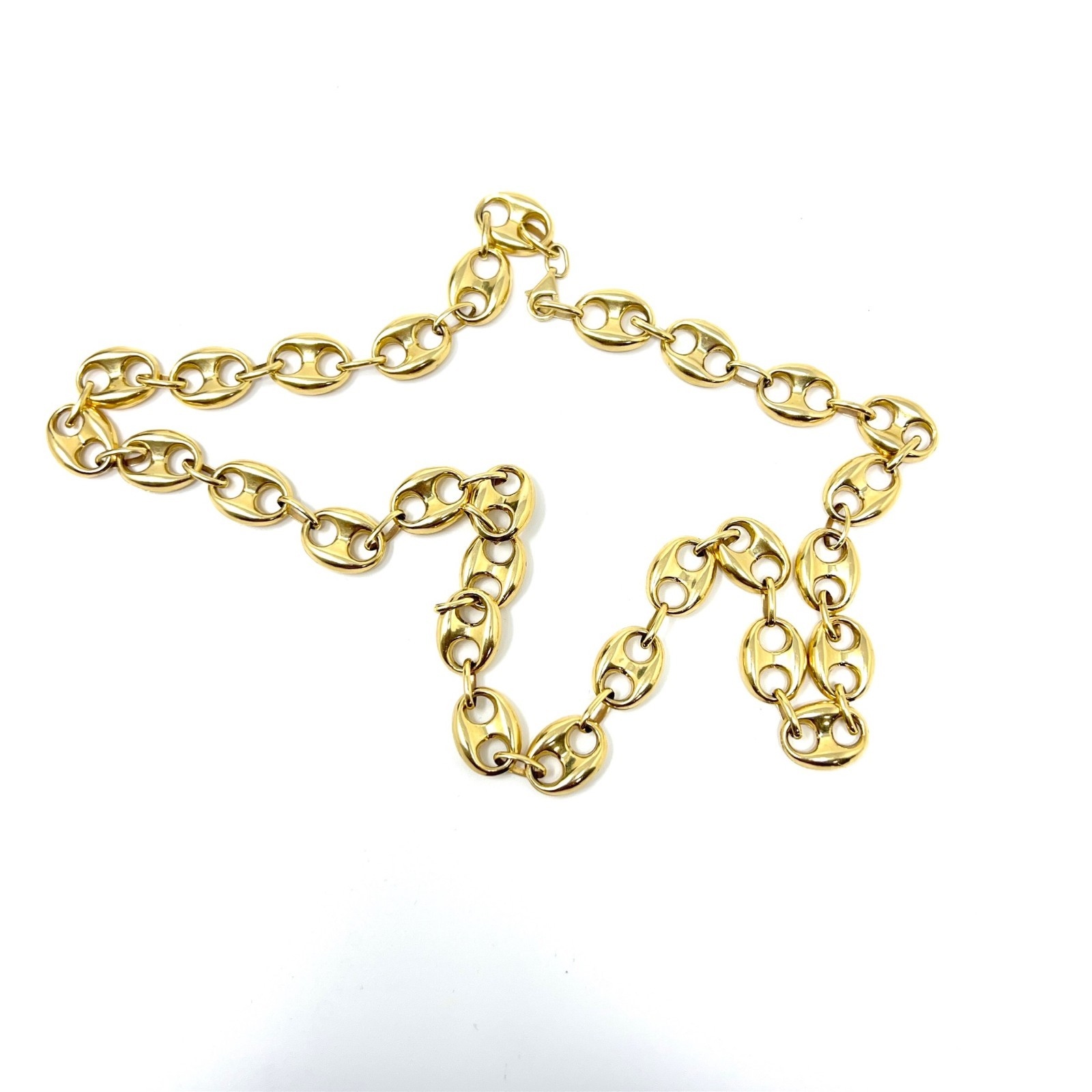 14k Solid Yellow Gold Mariner Puffed Link Necklace 24 Inches – 12.3mm – 29 Grams