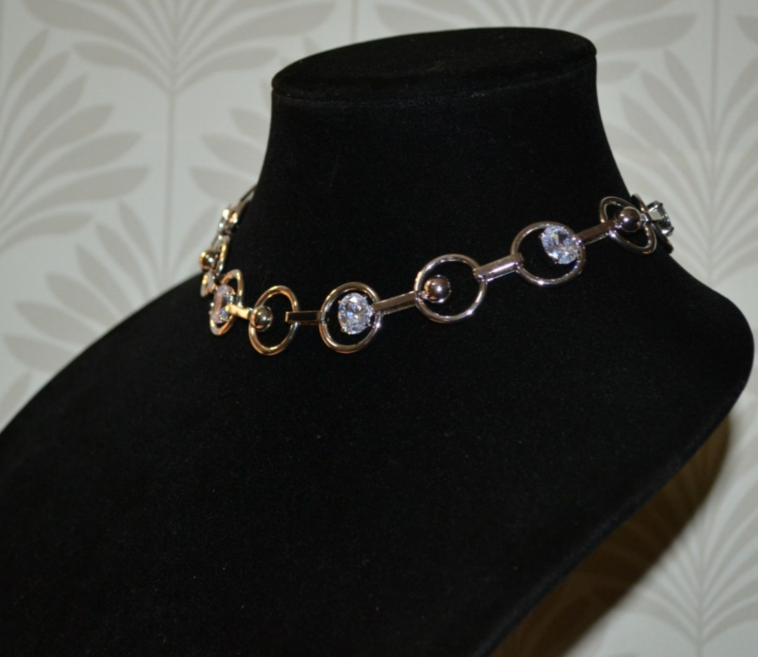 HENRI BENDEL SABRINA GEM COLLAR NECKLACE SILVER