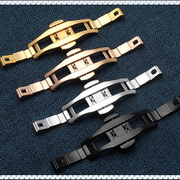 Quality Butterfly Double Push Watch Buckle Stainless Steel Folding Clasp 15-29mm