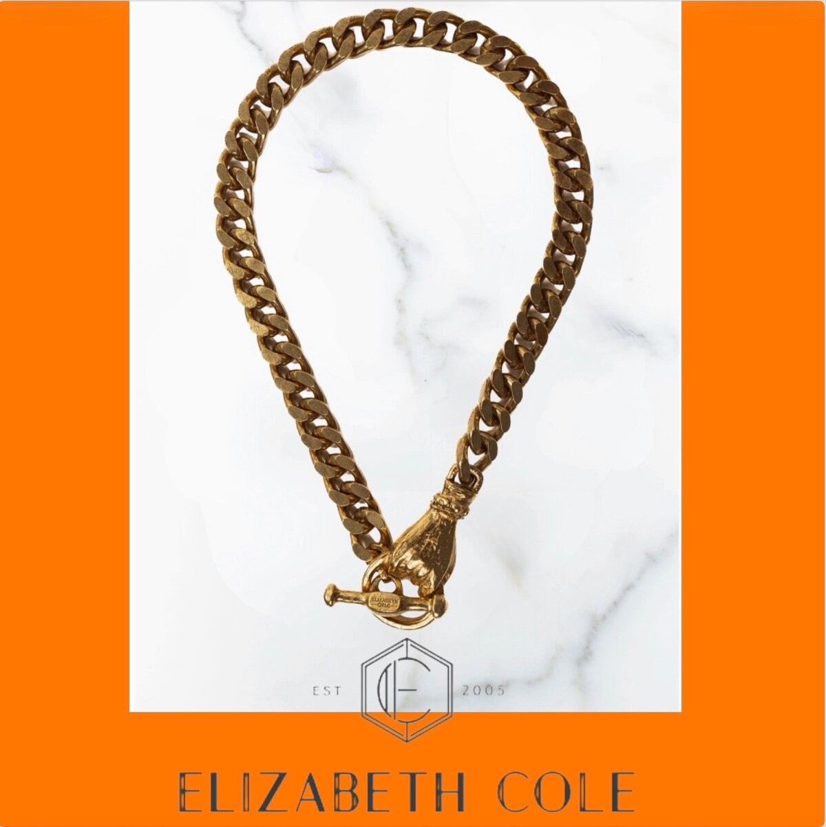 Elizabeth Cole Jewelry Oakley Necklace 24K Gold Plated