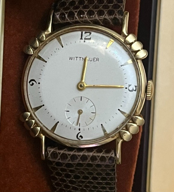 Vintage Wittnauer 14K Solid Gold – 1950’s Art Deco Men’s Watch – With case & box