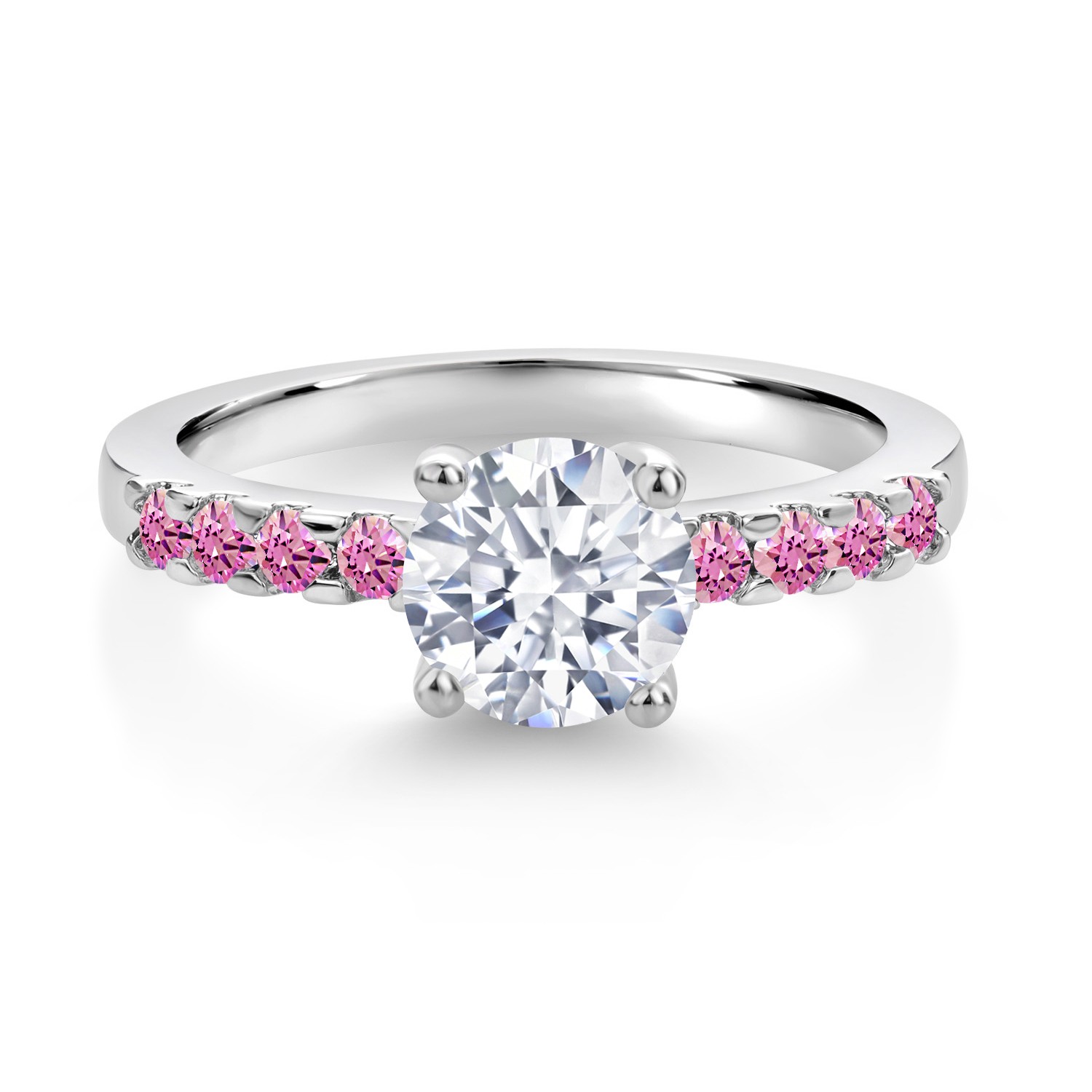 Red and Zirconia CZ Engagement Anniversary Promise Ring For Women (1.14 Cttw,