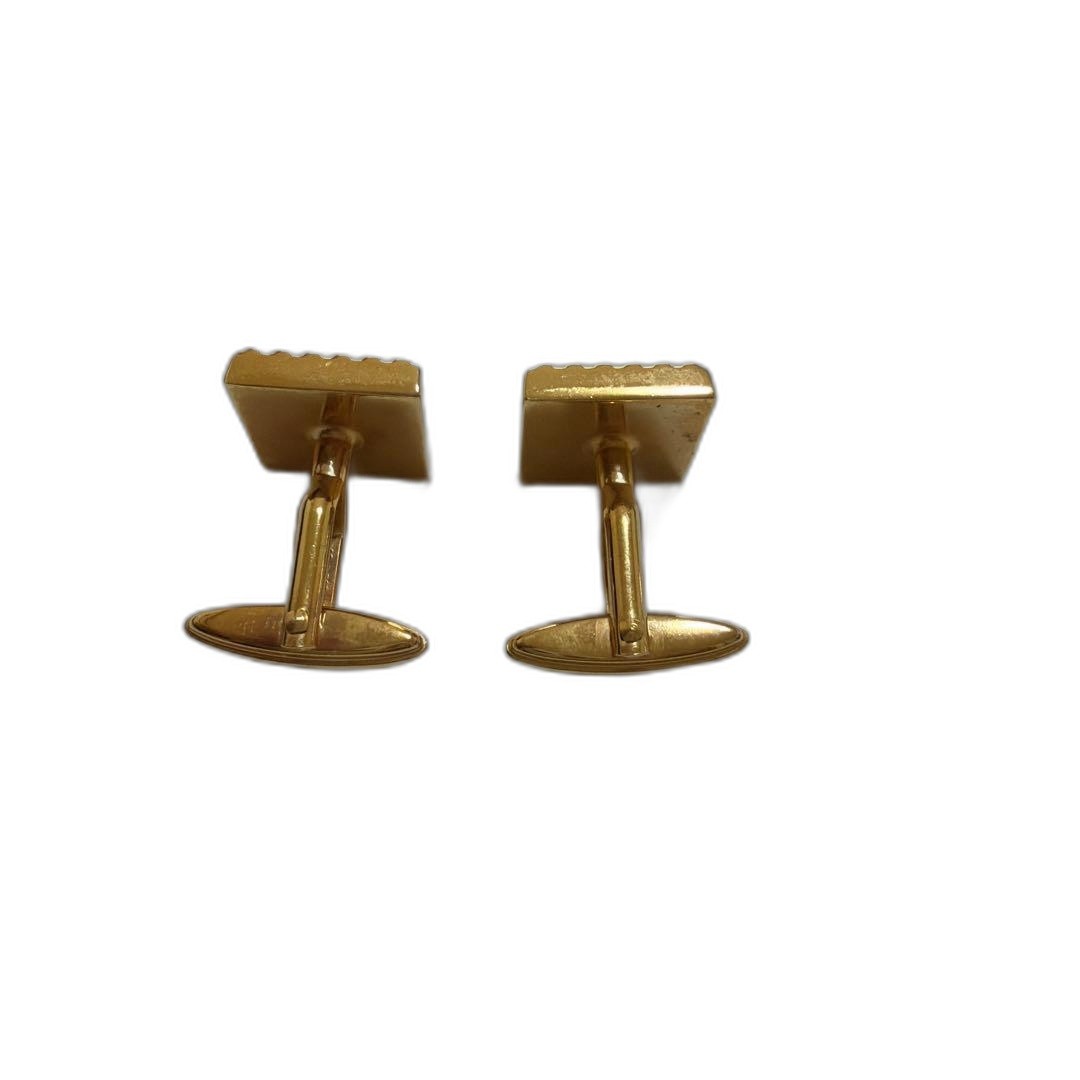 LANVIN Cufflinks Gold Square Geometric Pattern Pre-owned – Good