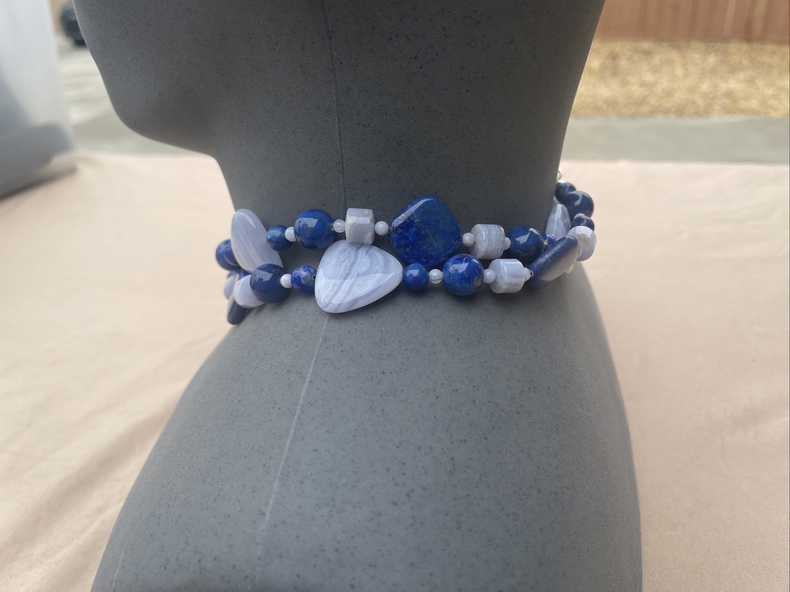 Mine Finds by Jay King DTR Sterling 925 blue lace agate lapis Nexklace 156 Grams