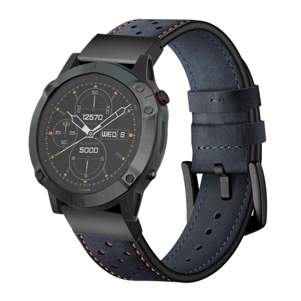Quick Fit Genuine Leather Strap Watch Band For Garmin Fenix 7X 7 6X 6 5X 5