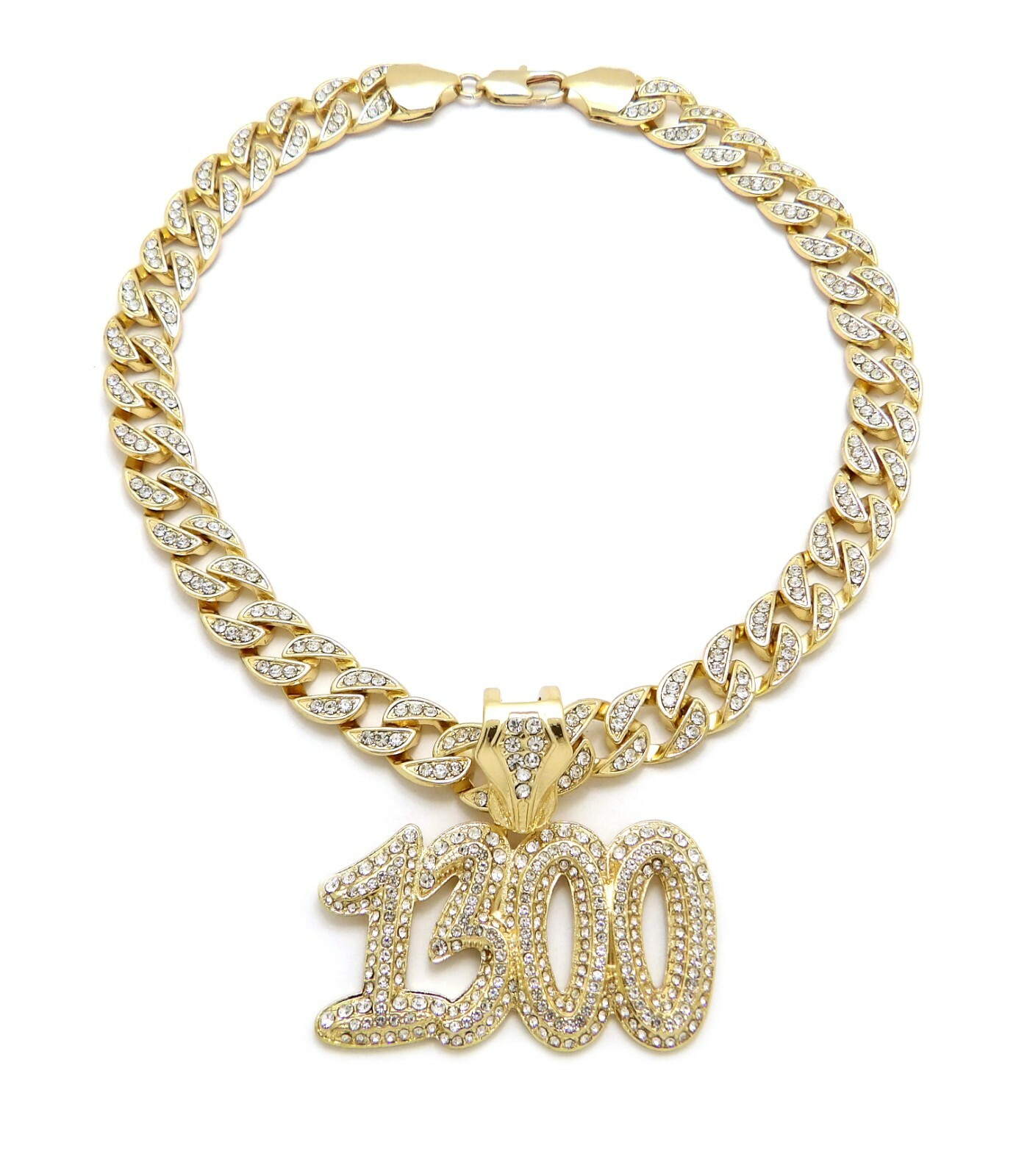 ICE BLING POLO-G 1300 PENDANT WITH 10mm 20″ MIAMI CUBAN CHAIN GOLD PLATED