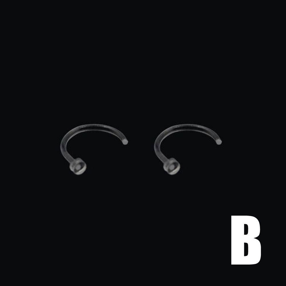 2x Invisible Clear Nose Stud See Through Nose Stud Transparent Piercing Plastic