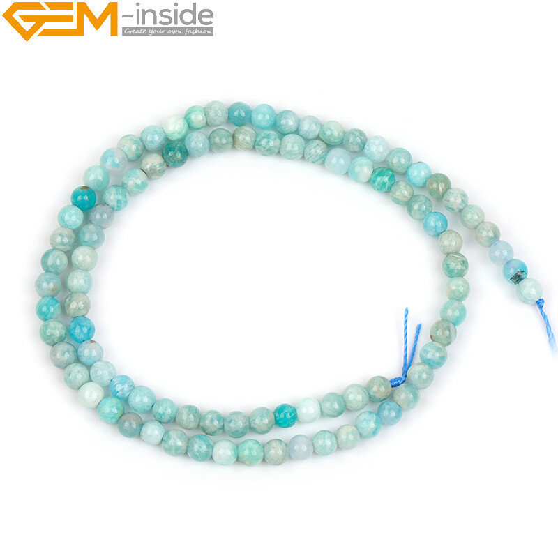 Round Natural African Blue Amazonite Gemstone Charm Beads For Jewelry Making 15″