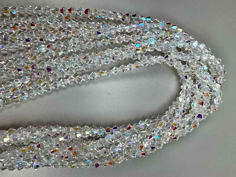 50 Czech Glass Bicone Shape Fire Polished Beads 8mm Crystal AB coated, P783