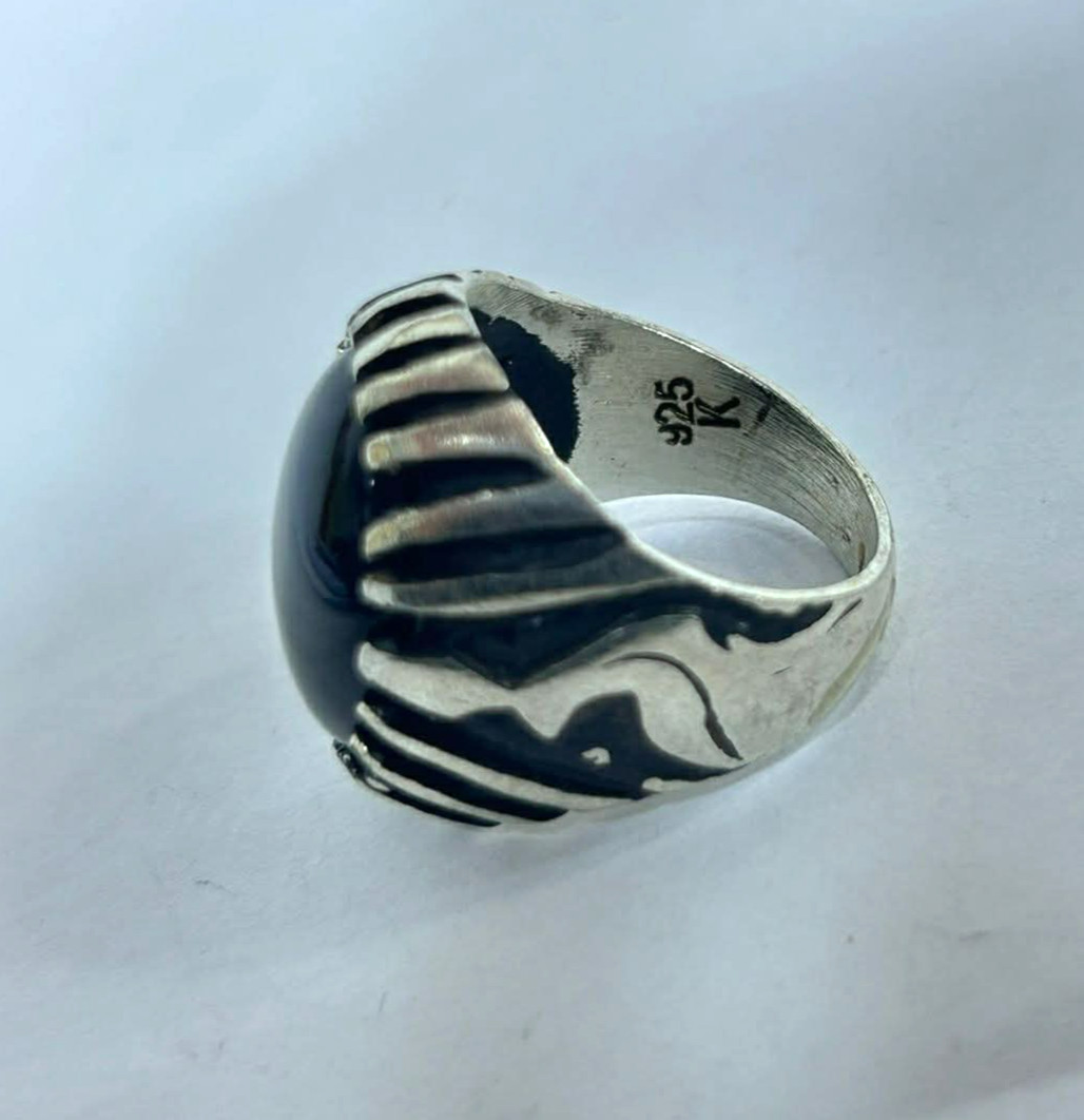 925 Sterling Silver Natural Premium Dendritic Agate Ring – Size 8 US – 13g
