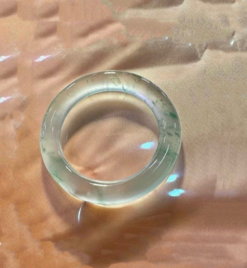 Myanmar High Ice Floating Flower Jade Bracelet Round Bar Clear Water