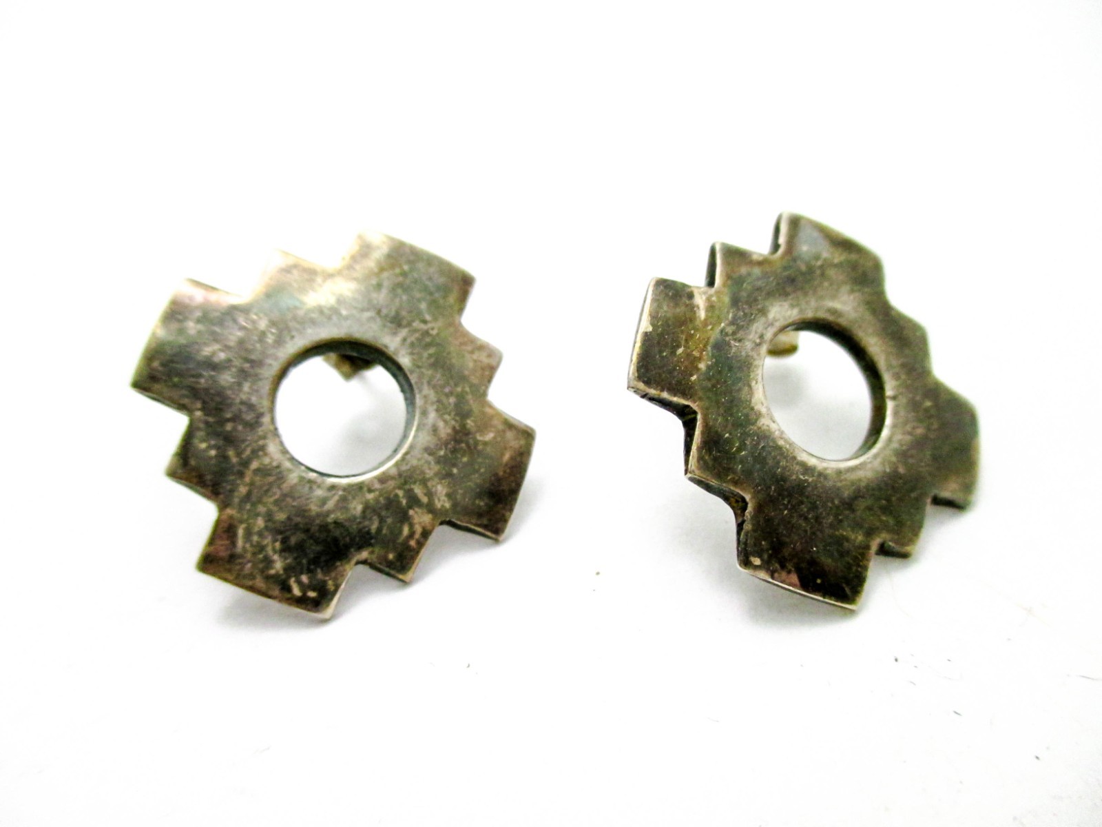 Vintage Sterling Silver Cross Earrings South America Style Jewelry