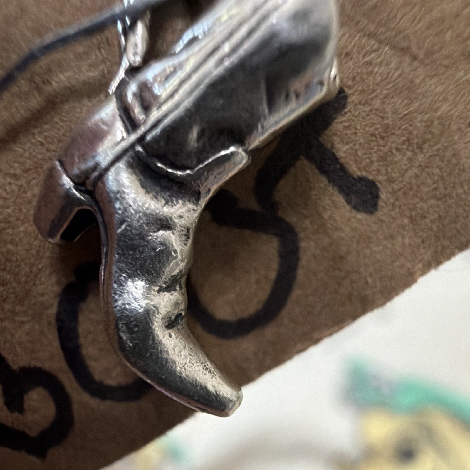 Vtg Sterling Silver Western Cowboy Boot Charm 3D Texas NEW JUMP RING 925 Vintage