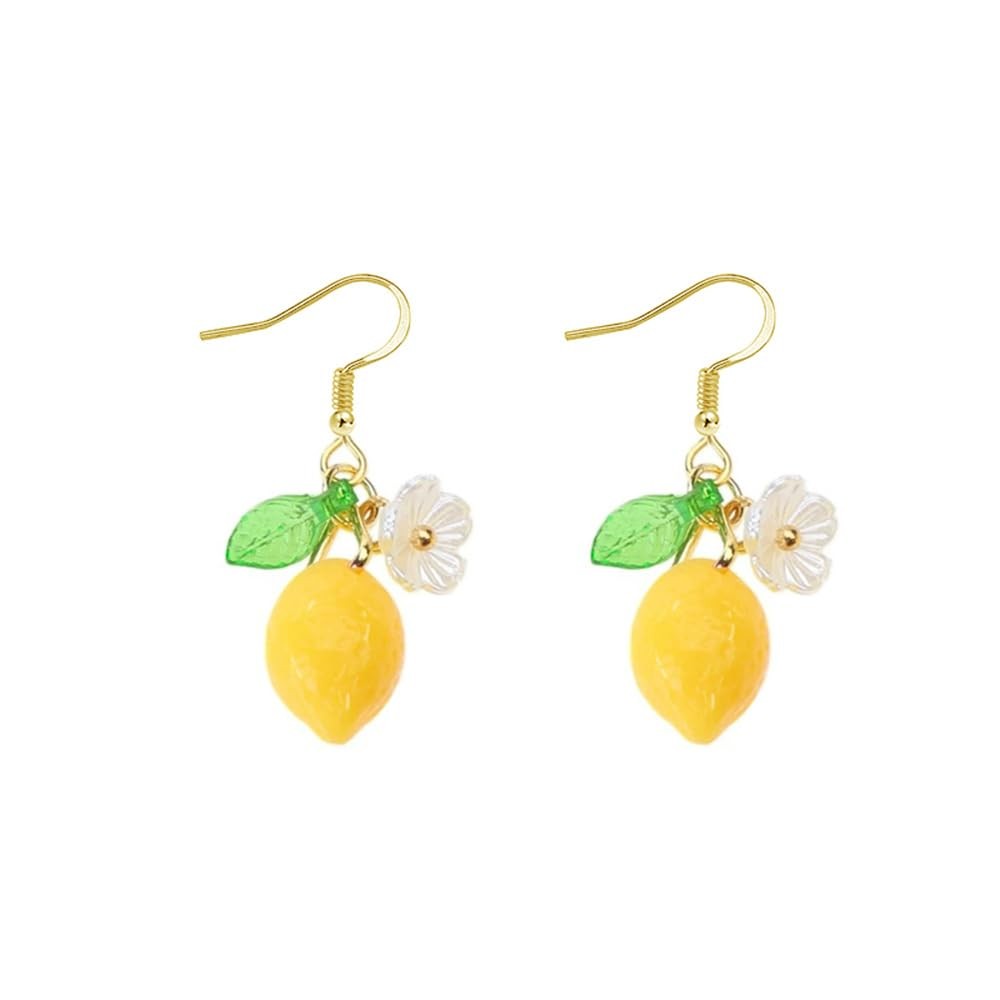 Dainty Yellow Lemon Flower Glass Leaf Teardrop 10*14 Centimeters, Multicolor