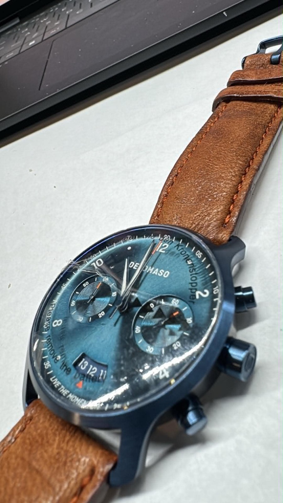 NEW Mens 42mm Detomaso Chrono QTZ Metalic blue D02-15 G2404 watch A40