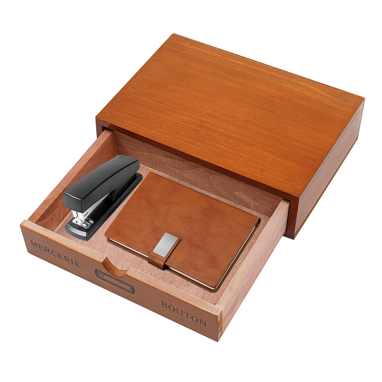 Single-Drawer Storage Box Table-Top Holder Case Wooden Desktop Jewelry Organizer