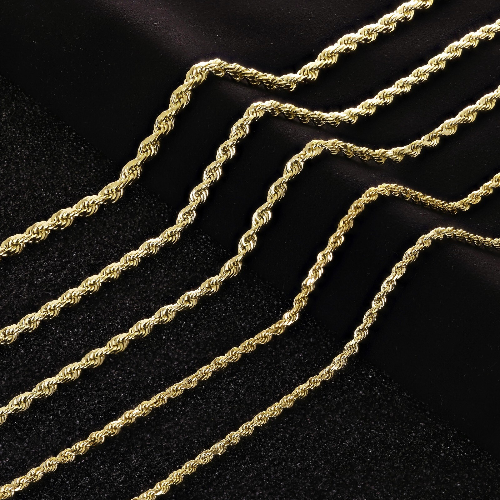 14k Yellow Gold Solid Diamond Cut Rope Chain Necklace 16″-30″ 1.5mm to 12mm