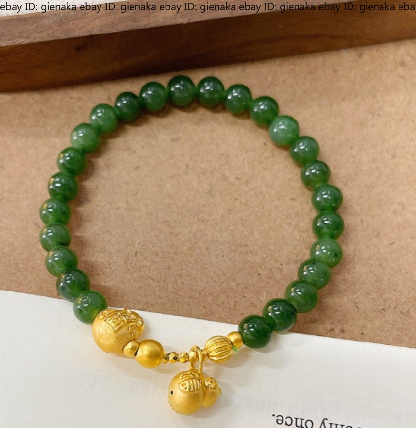 Real 999 24K yellow Gold 3D Gourd Wealth Coin Ball Beads Bracelet 1.5-1.6g 6.3in