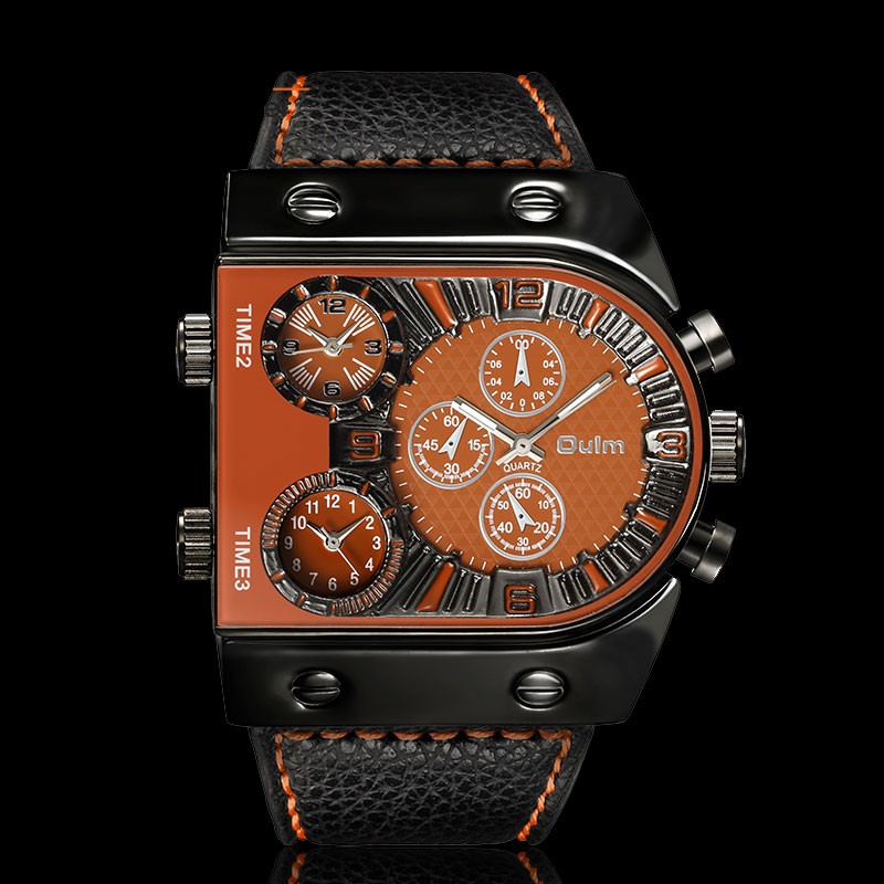 Oulm Men’s Large Dial Army Sport Watch Quartz 3 Decorative Subdials Gift for Men