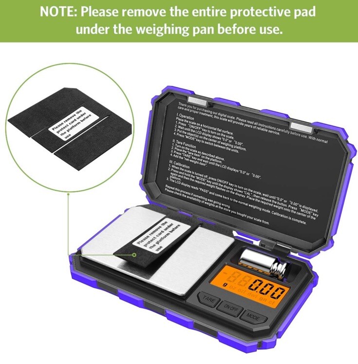 Purple Digital Pocket Scale 200g x 0.01g Jewelry Gold Gram Herb Karat Weight