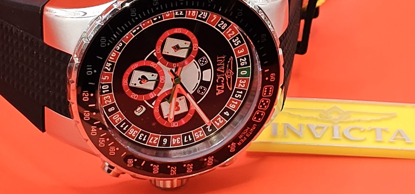 49850 – Invicta Aviator Monte Carlo Men’s Watch 50mm, Black w/Red Roulette dial