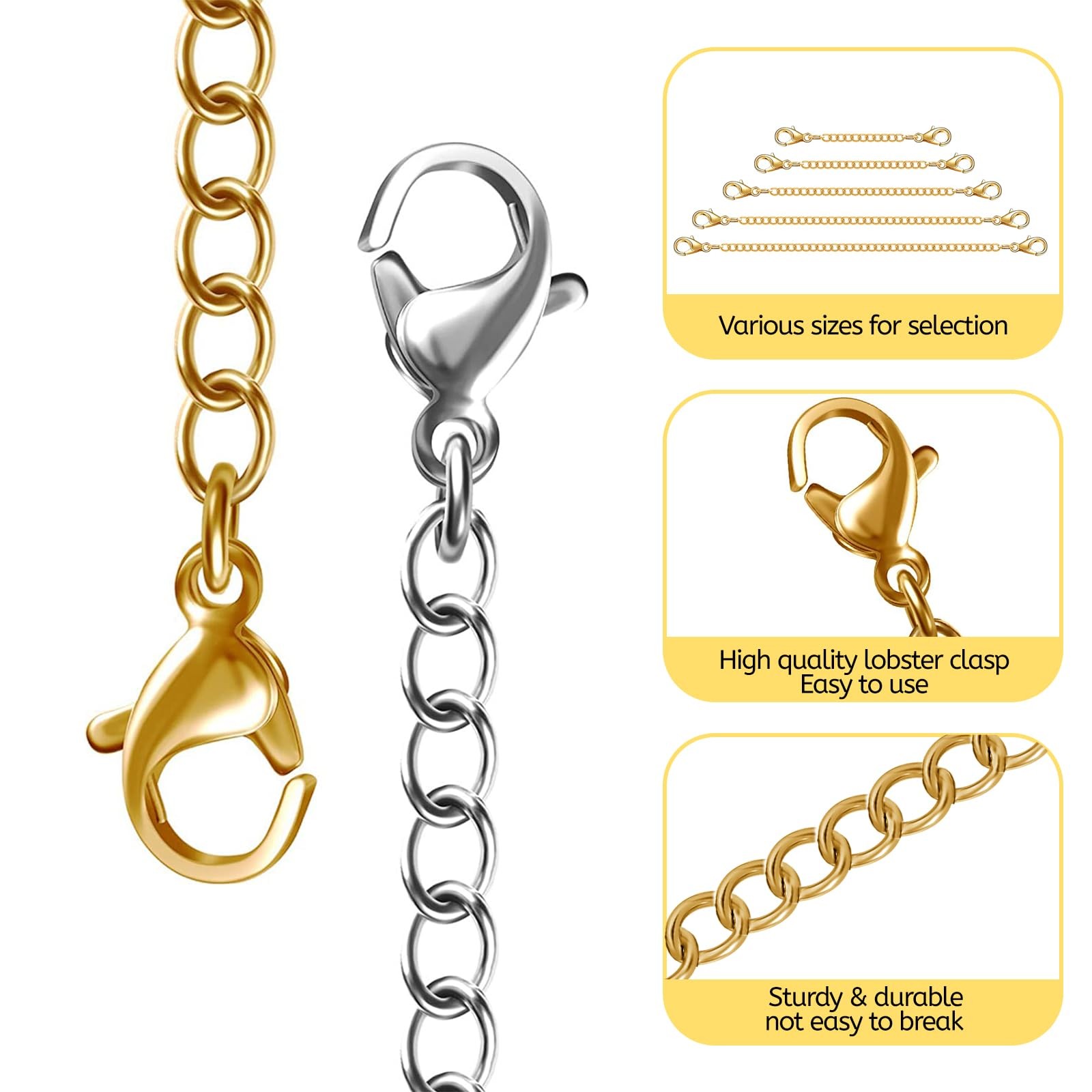 30pcs Chain Extenders for Necklace, Necklace Extenders for Women Girls Bracelet