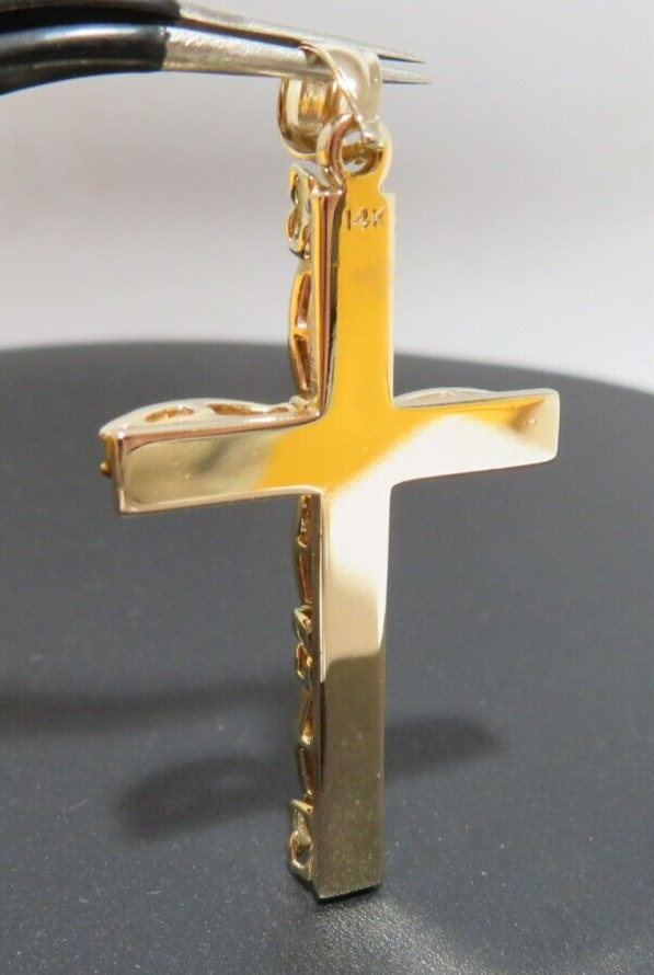 14K YG DIAMOND CLUSTER CROSS PENDANT 0.35 tcw 22.77 MM X 43.50 MM 5.47g(AI-2251)