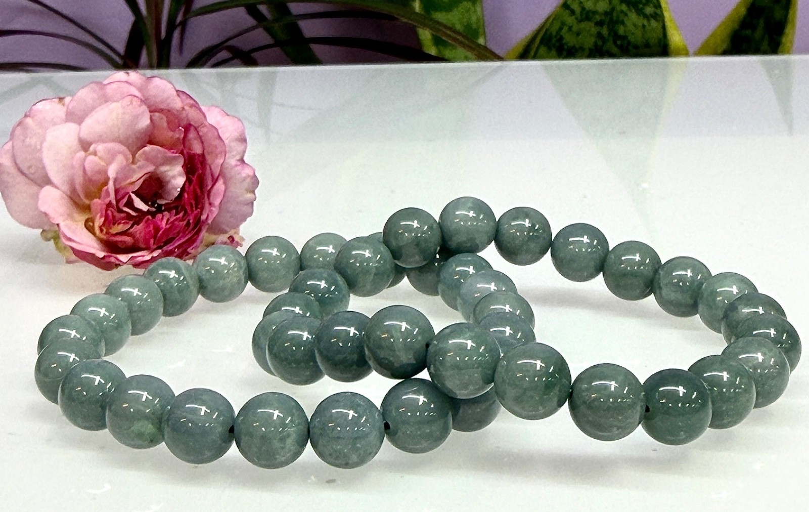 Wholesale 6 Pcs 9.5-10mm Jade Jadeite natural crystal Stretch Bracelet 8”