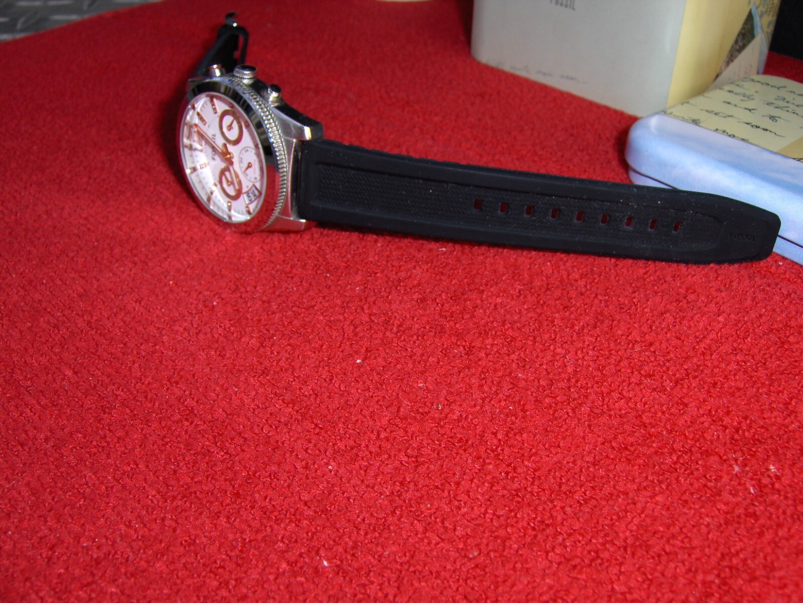 FOSSIL ES 4250 BOYFRIEND 3 EYE CHRONOGRAPH SWAROVSKI CRYSTAL MARKERS DATE WINDOW