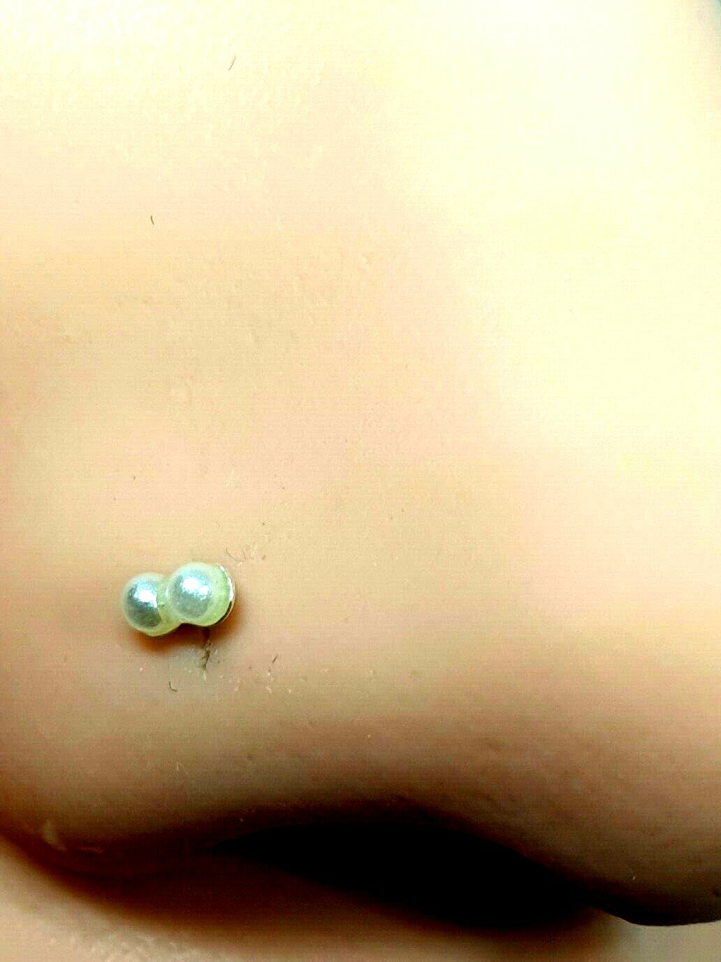 Pearl Nose Stud Double Cultured Twin Pearl Stud 22g (0.6mm) 925 Sterling Silver