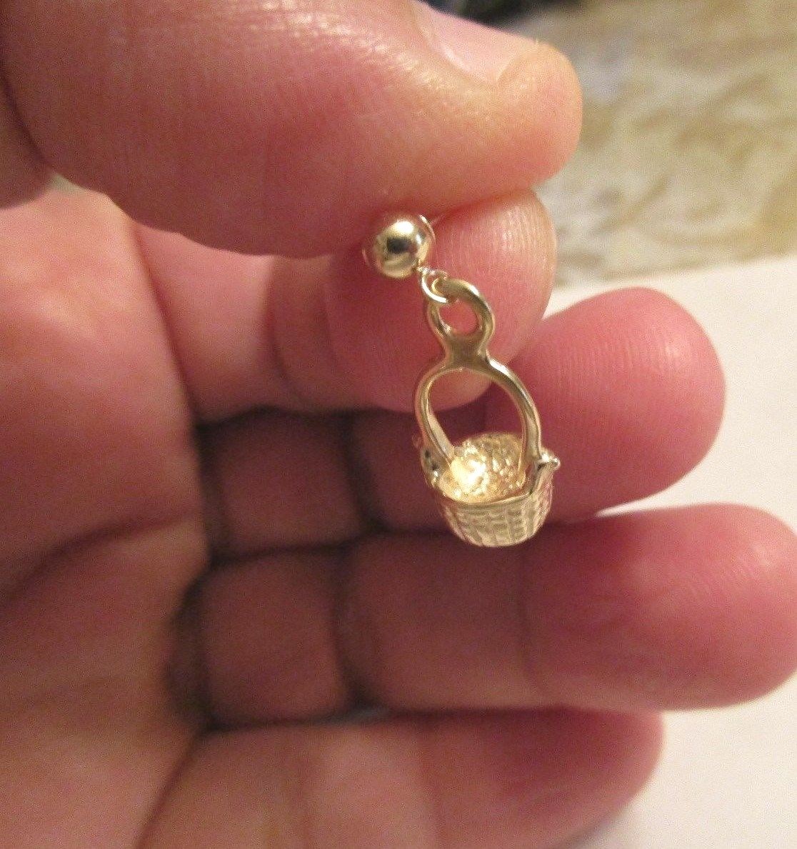 14K Gold Basket Hanging Earrings 1″ Long 4.40 Grams Very Unique