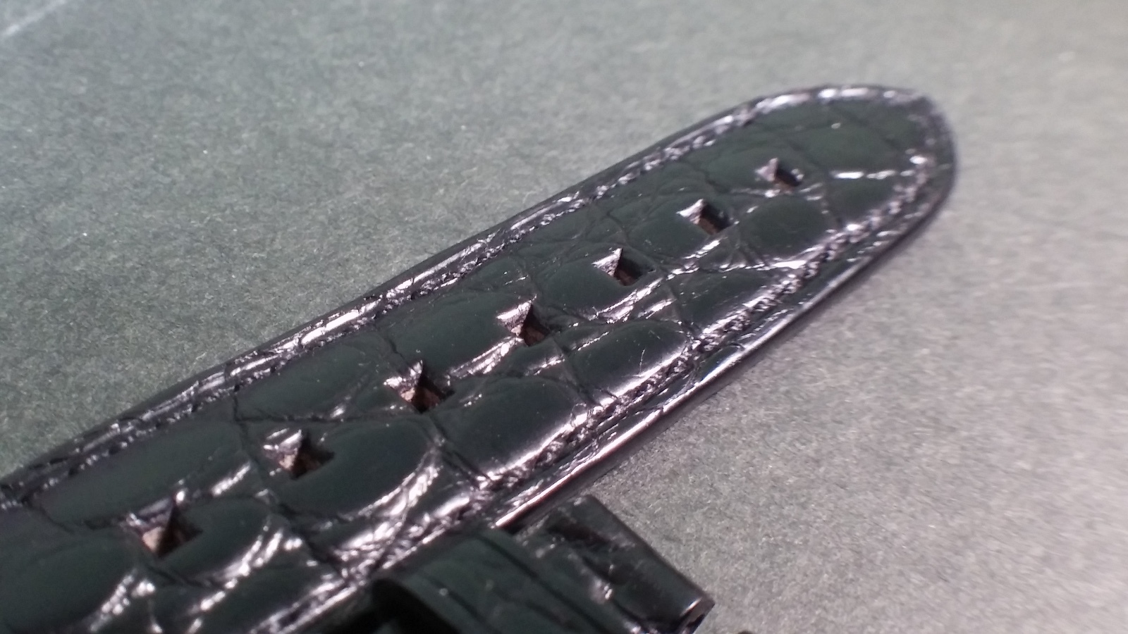 Montblanc band, alligator, BLACK, 20/18mm, 110x80mm approx lengths, long