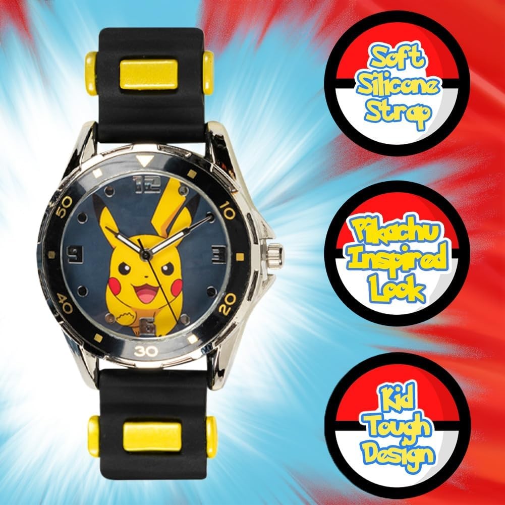 Accutime Pokemon Pikachu Analog Quartz Watch for Kids Boys Girls Adults