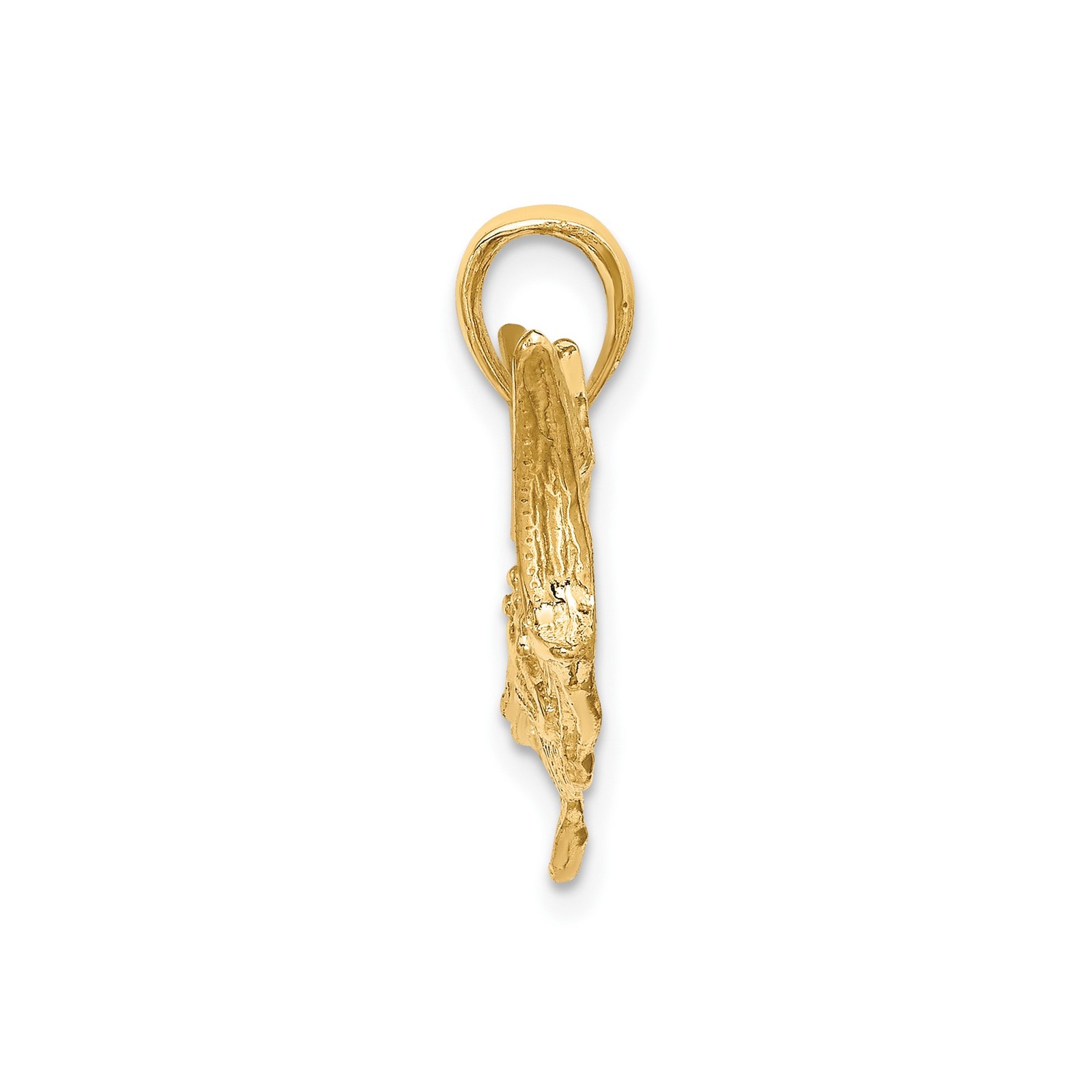 10k Yellow Gold Marlin Fish Pendant Nautical Textured Ocean Sport Fishing Jewelr