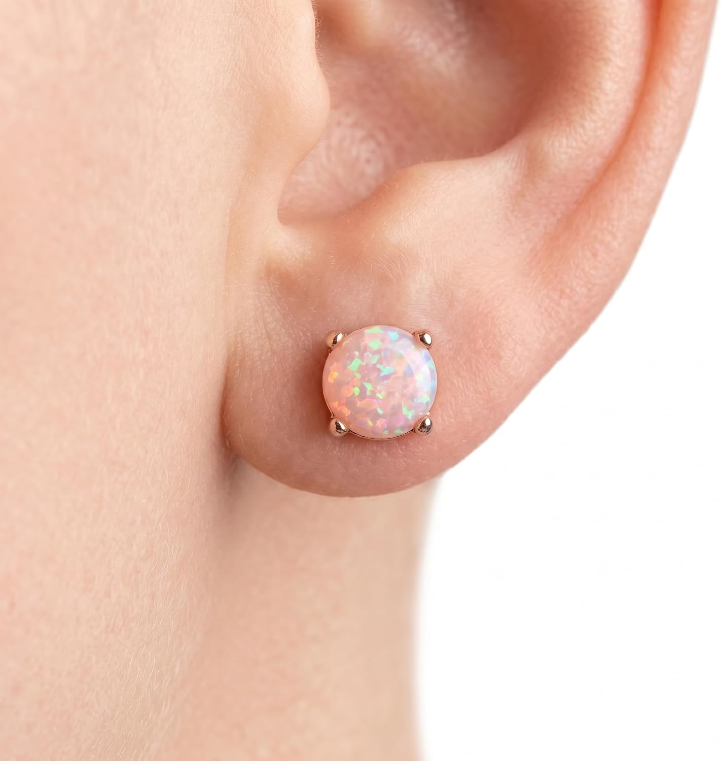 6 Pairs Stud Earrings Set, 3-5Mm Opal Stud Earrings for Women 316L Stainless Ste