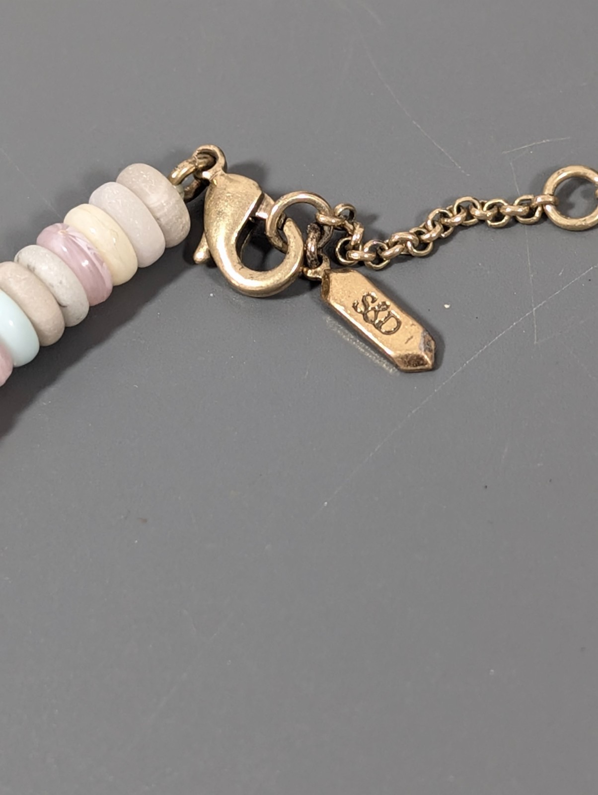 Stella & Dot Pastel Pale Heishi Stacked Beaded Neckalce Boho Gold Tone 22″
