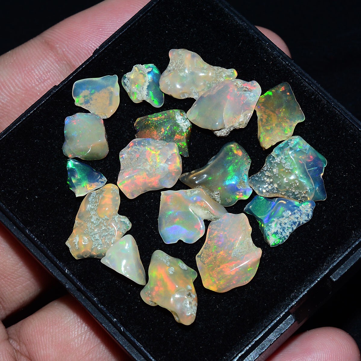 17 Pcs Natural Ethiopian Opal Rough AAA+ Grade Jumbo Welo Fire Raw Gemstones Lot