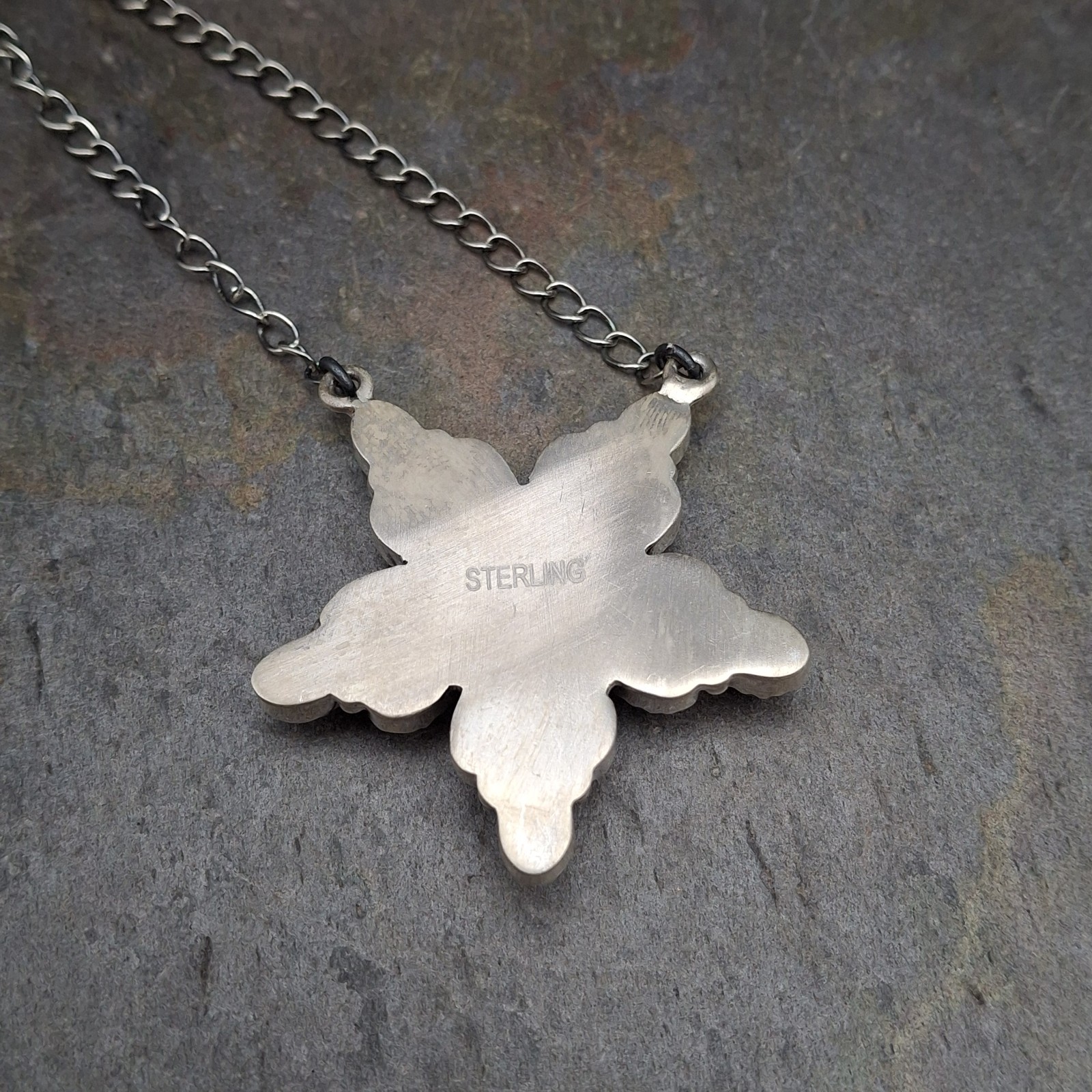 Aurora Opal Starburst Cluster Necklace 18-20″ Sterling Silver Southwestern