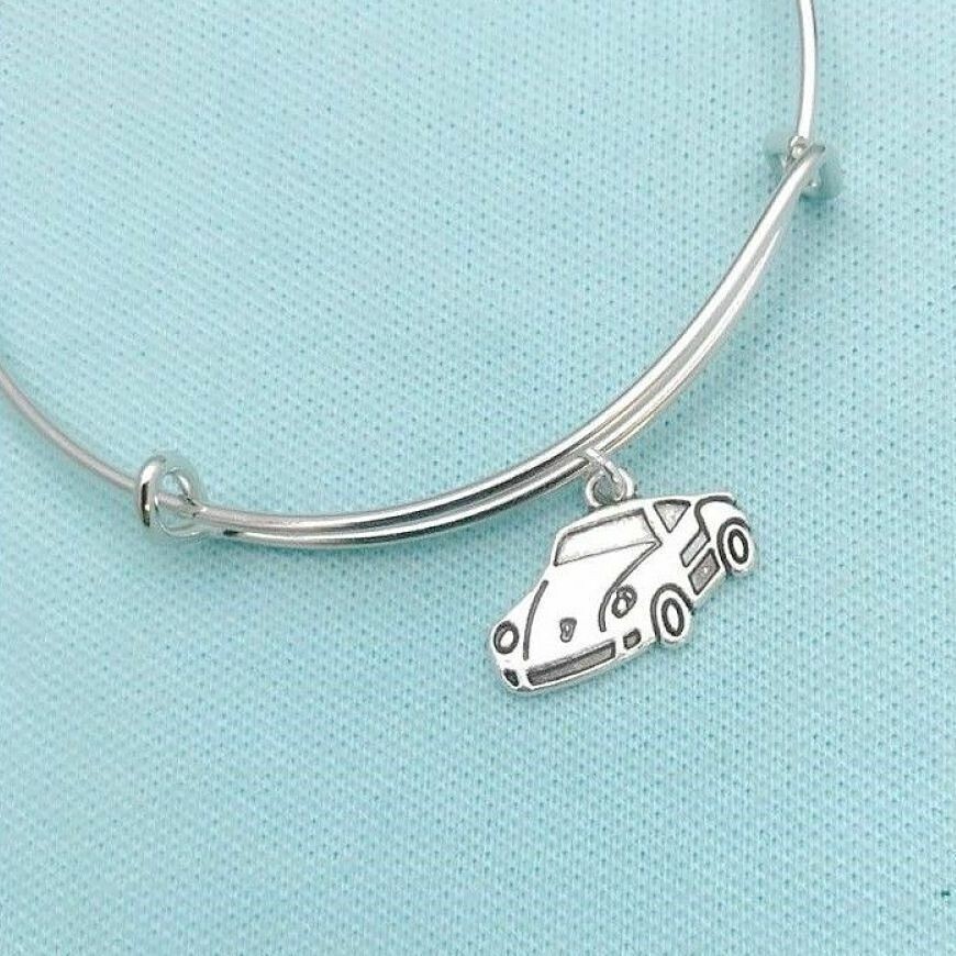 PORSCHE CAR LOVERS Silver Alloy Charms Expendable Bangle Bracelet