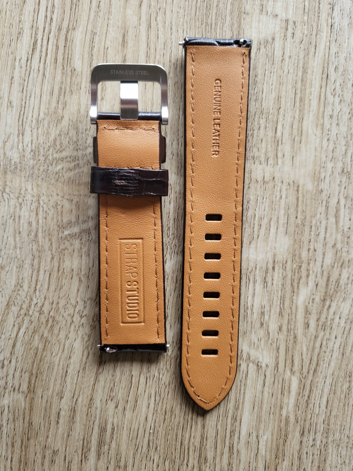 DARK BROWN GENUINE LEATHER WATCH STRAP 22MM EASY FIT HIGH QUALITY STEEL BUCKLE