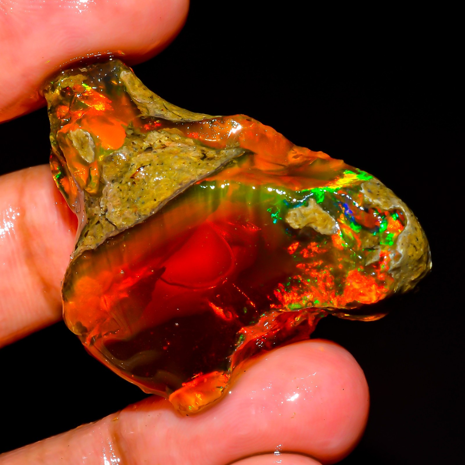 46 Ct Ethiopian Opal Rough Gemstone, Loose Gemstone Multi Fire Opal L 136